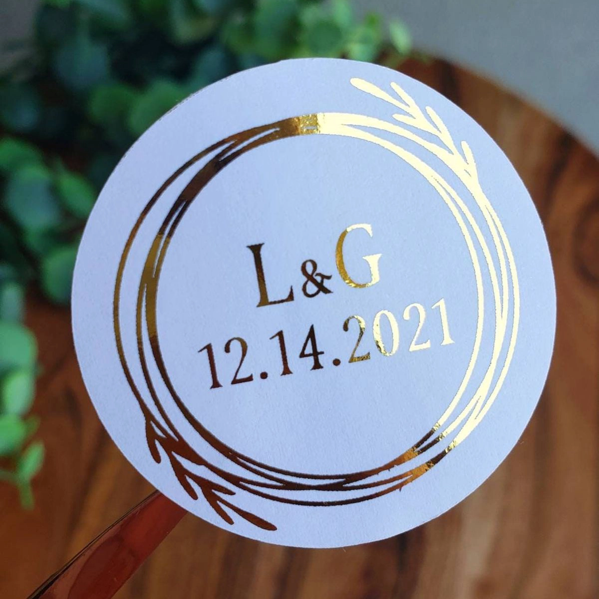 Golden Monogram Wedding Sticker